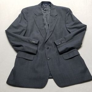 Brooks Brothers 46R Sport Coat 346 Stretch Gray Blue Plaid Wool Blend Blazer